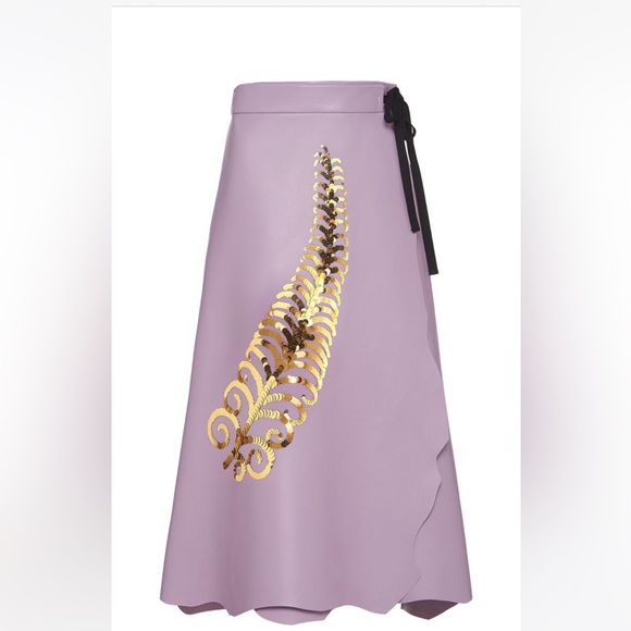 Prada sequin feather leather  A-line skirt - Picture 1 of 10